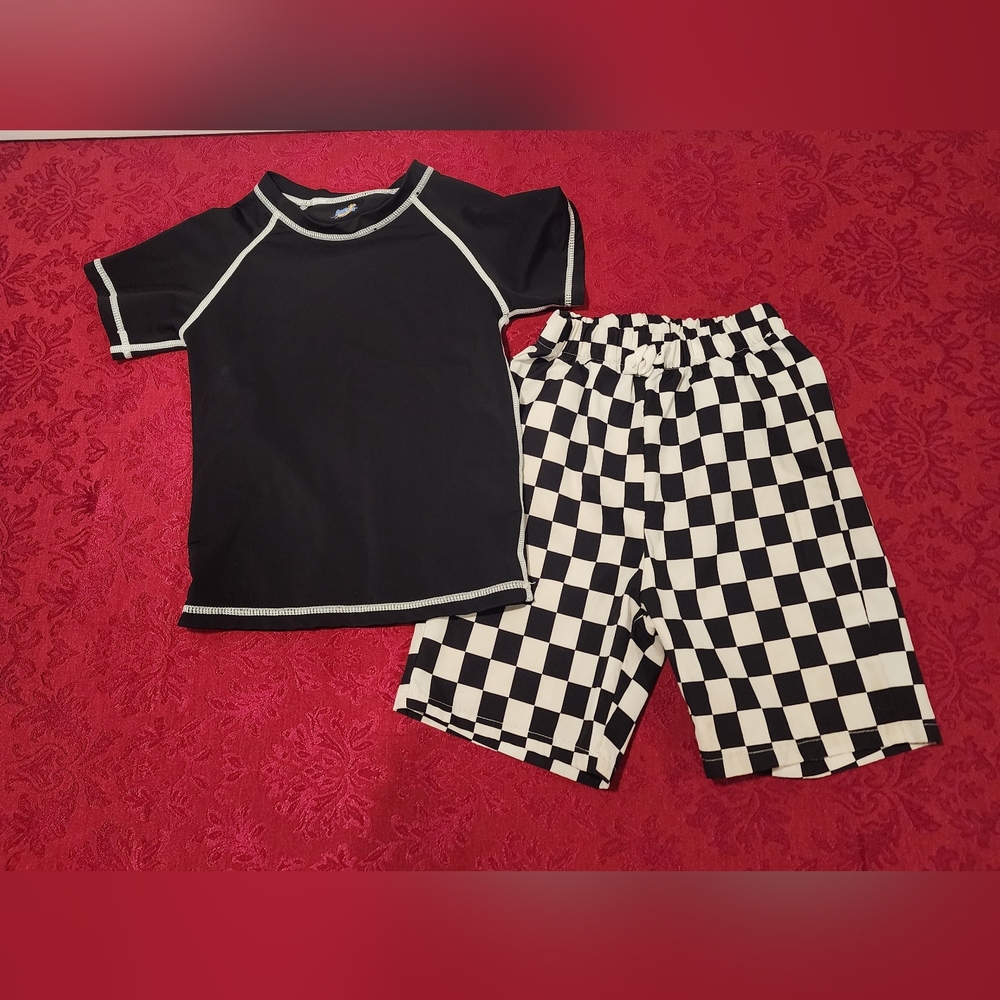 Soma Kids Black and White Checkered Swim Set